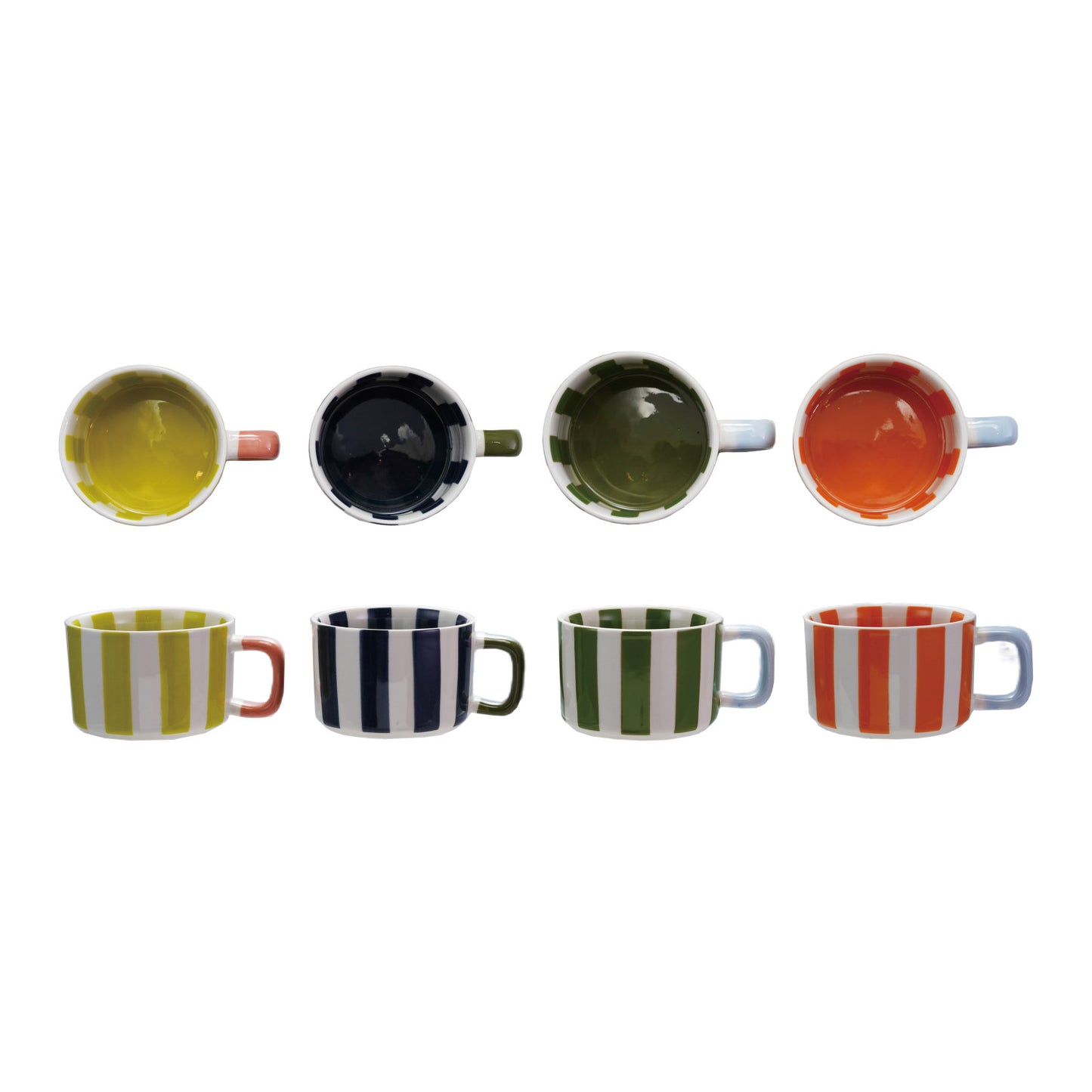 14 oz. Hand-Painted Stoneware Striped Mug, 4 Colors  Moment in Time