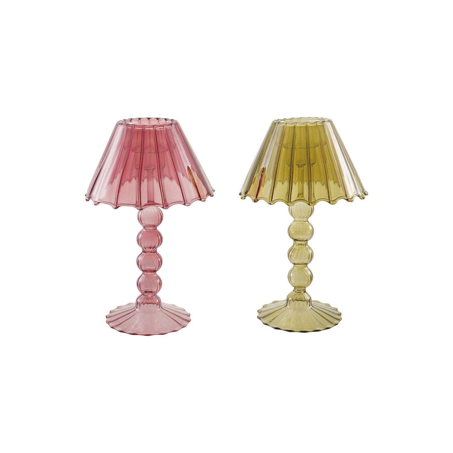 Glass Scalloped Table Light Tealight/Taper Holder, 2 Colors