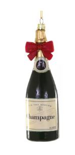 champagne with red bow ornament